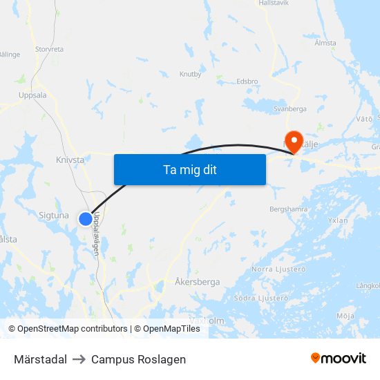 Märstadal to Campus Roslagen map