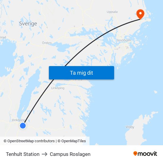 Tenhult Station to Campus Roslagen map