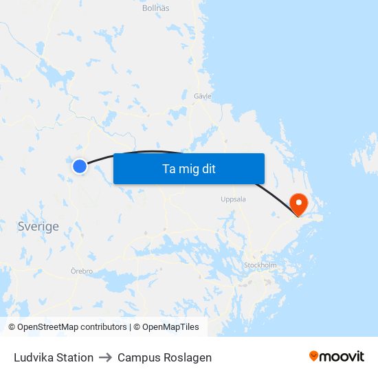 Ludvika Station to Campus Roslagen map