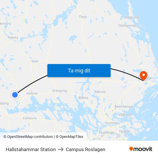 Hallstahammar Station to Campus Roslagen map