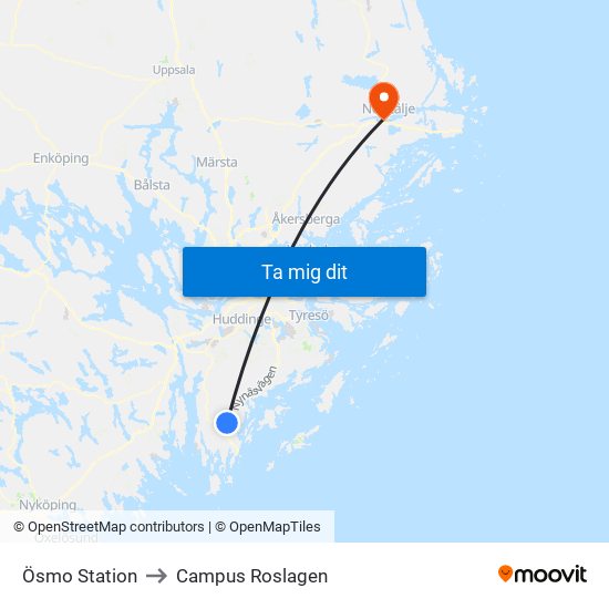 Ösmo Station to Campus Roslagen map