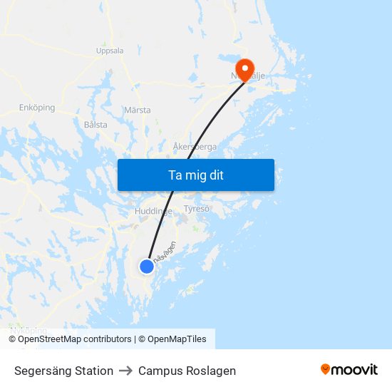 Segersäng Station to Campus Roslagen map