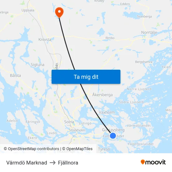 Värmdö Marknad to Fjällnora map