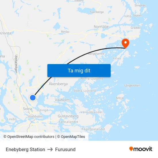 Enebyberg Station to Furusund map