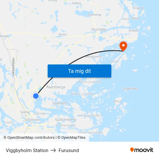 Viggbyholm Station to Furusund map