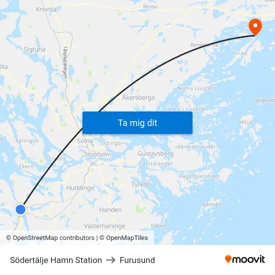 Södertälje Hamn Station to Furusund map