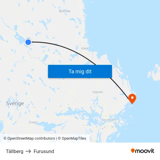 Tällberg to Furusund map