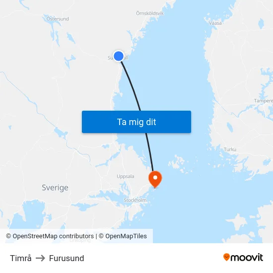 Timrå to Furusund map