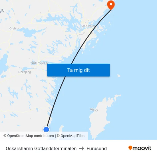 Oskarshamn Gotlandsterminalen to Furusund map