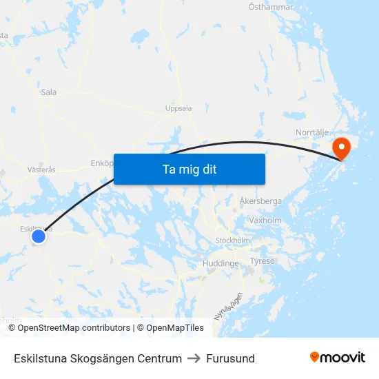 Eskilstuna Skogsängen Centrum to Furusund map