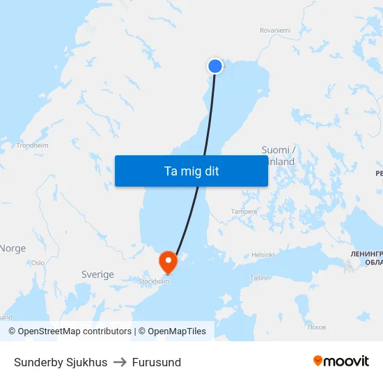 Sunderby Sjukhus to Furusund map