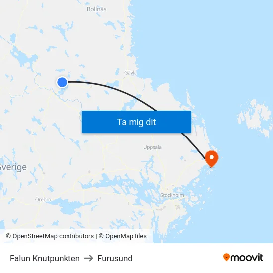 Falun Knutpunkten to Furusund map