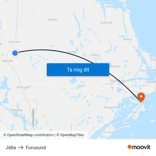 Jälla to Furusund map