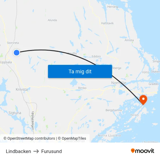 Lindbacken to Furusund map