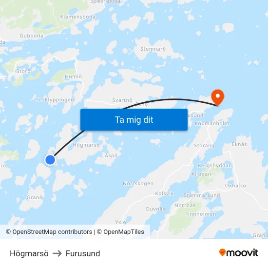Högmarsö to Furusund map