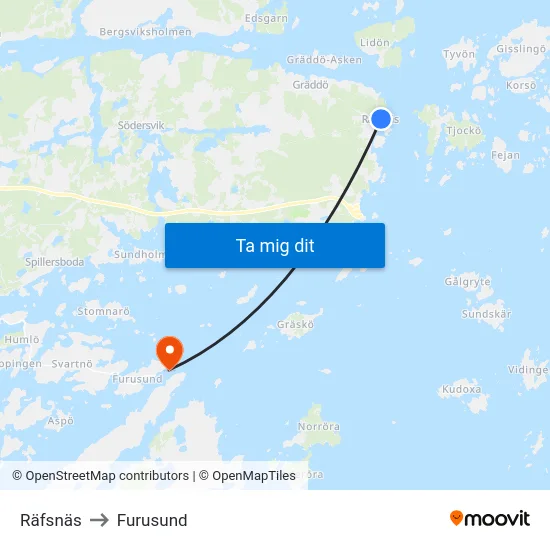 Räfsnäs to Furusund map