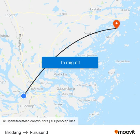 Bredäng to Furusund map