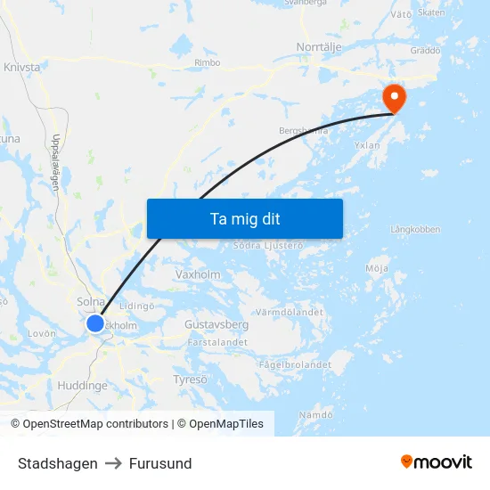 Stadshagen to Furusund map