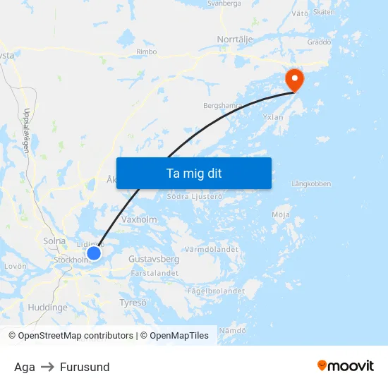 Aga to Furusund map