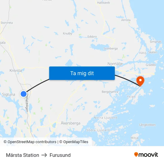 Märsta Station to Furusund map