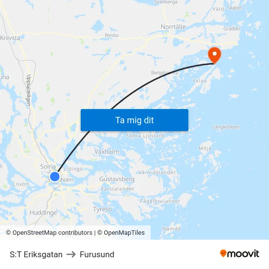S:T Eriksgatan to Furusund map
