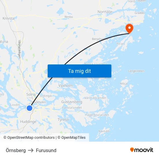 Örnsberg to Furusund map