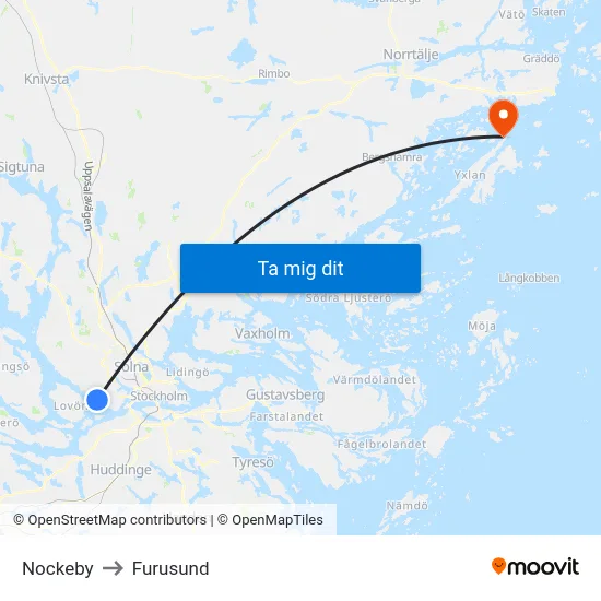 Nockeby to Furusund map