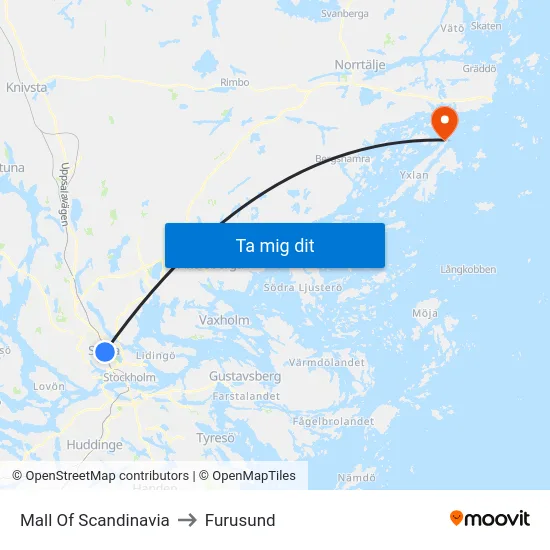 Mall Of Scandinavia to Furusund map