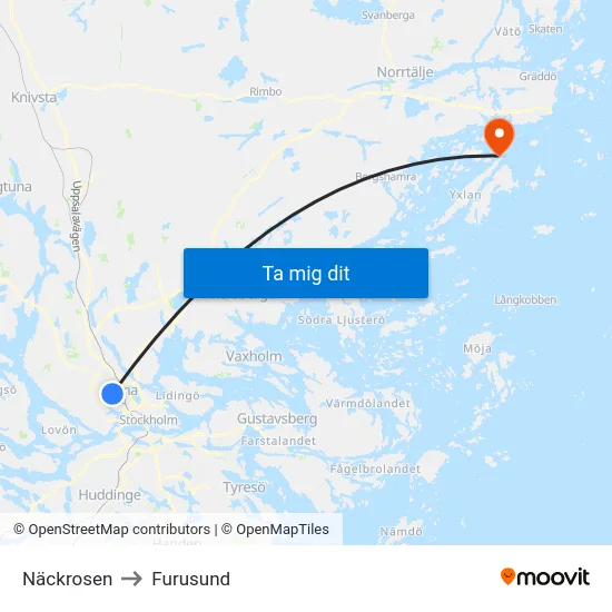 Näckrosen to Furusund map