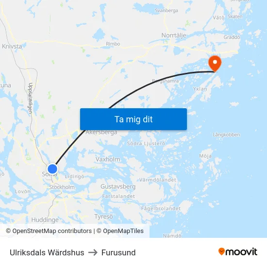 Ulriksdals Wärdshus to Furusund map