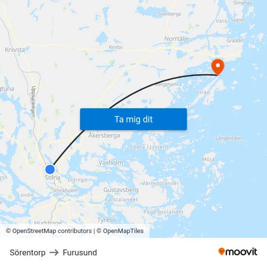 Sörentorp to Furusund map