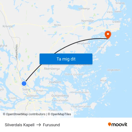Silverdals Kapell to Furusund map