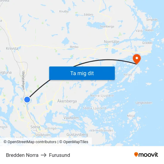 Bredden Norra to Furusund map
