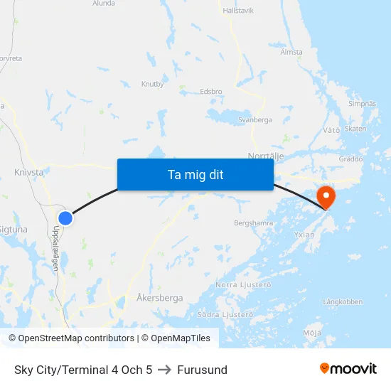 Sky City/Terminal 4 Och 5 to Furusund map