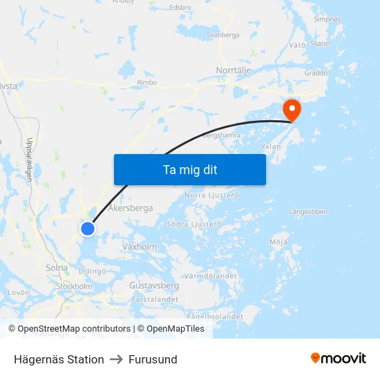 Hägernäs Station to Furusund map