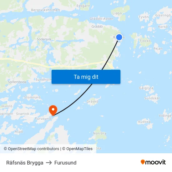 Räfsnäs Brygga to Furusund map