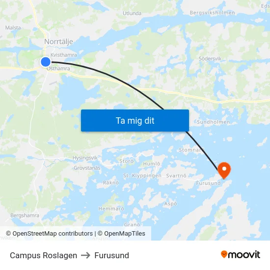 Campus Roslagen to Furusund map