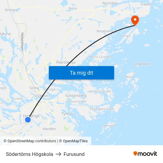 Södertörns Högskola to Furusund map