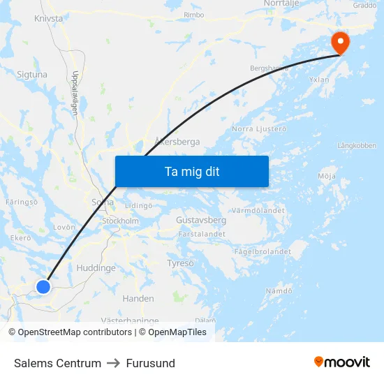 Salems Centrum to Furusund map
