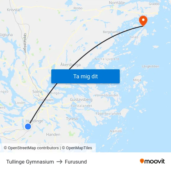 Tullinge Gymnasium to Furusund map