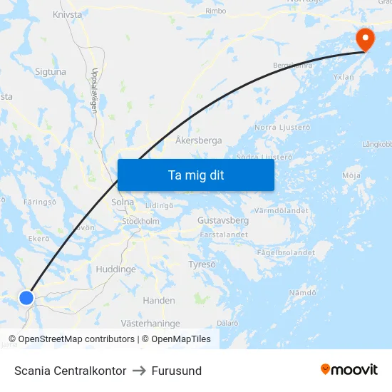 Scania Centralkontor to Furusund map