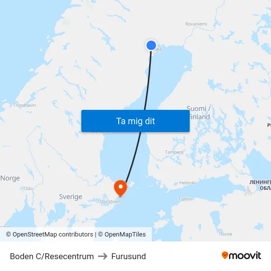 Boden C/Resecentrum to Furusund map