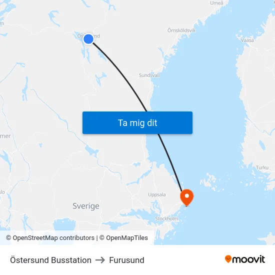 Östersund Busstation to Furusund map