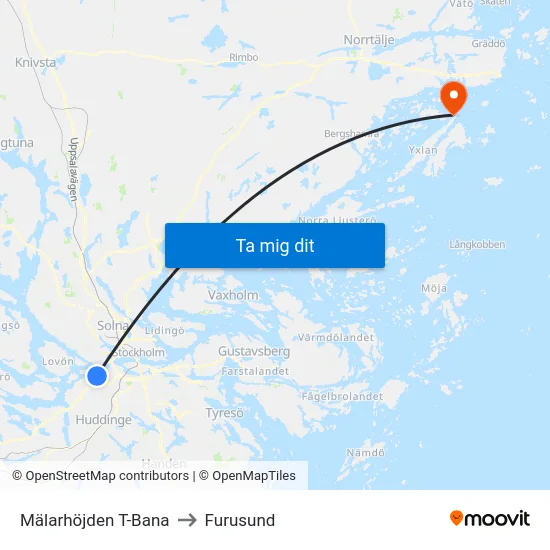Mälarhöjden T-Bana to Furusund map
