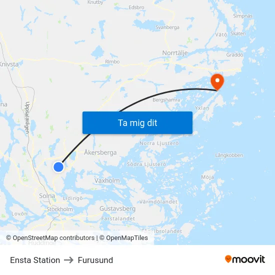 Ensta Station to Furusund map