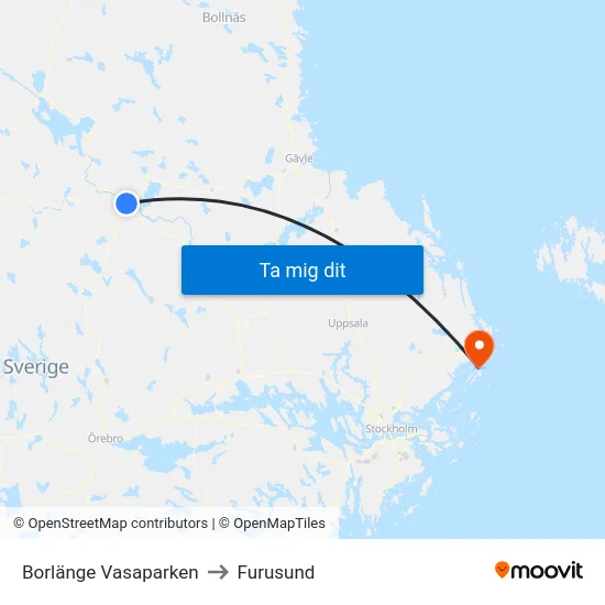 Borlänge Vasaparken to Furusund map