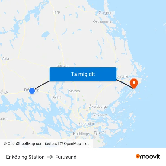 Enköping Station to Furusund map