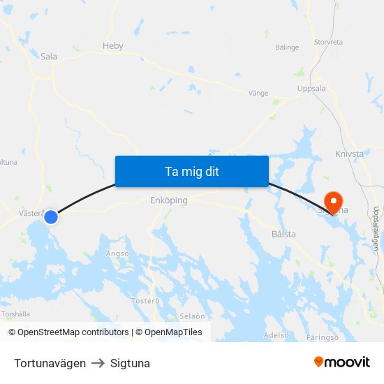 Tortunavägen to Sigtuna map