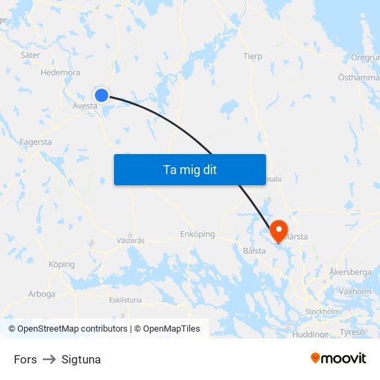 Fors to Sigtuna map