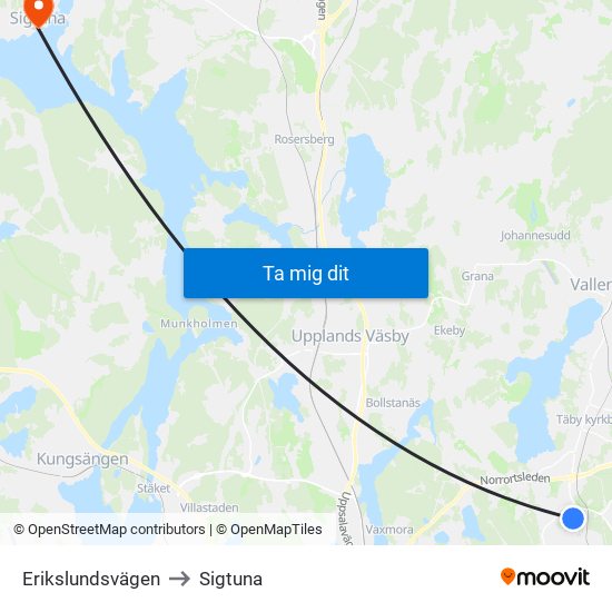 Erikslundsvägen to Sigtuna map